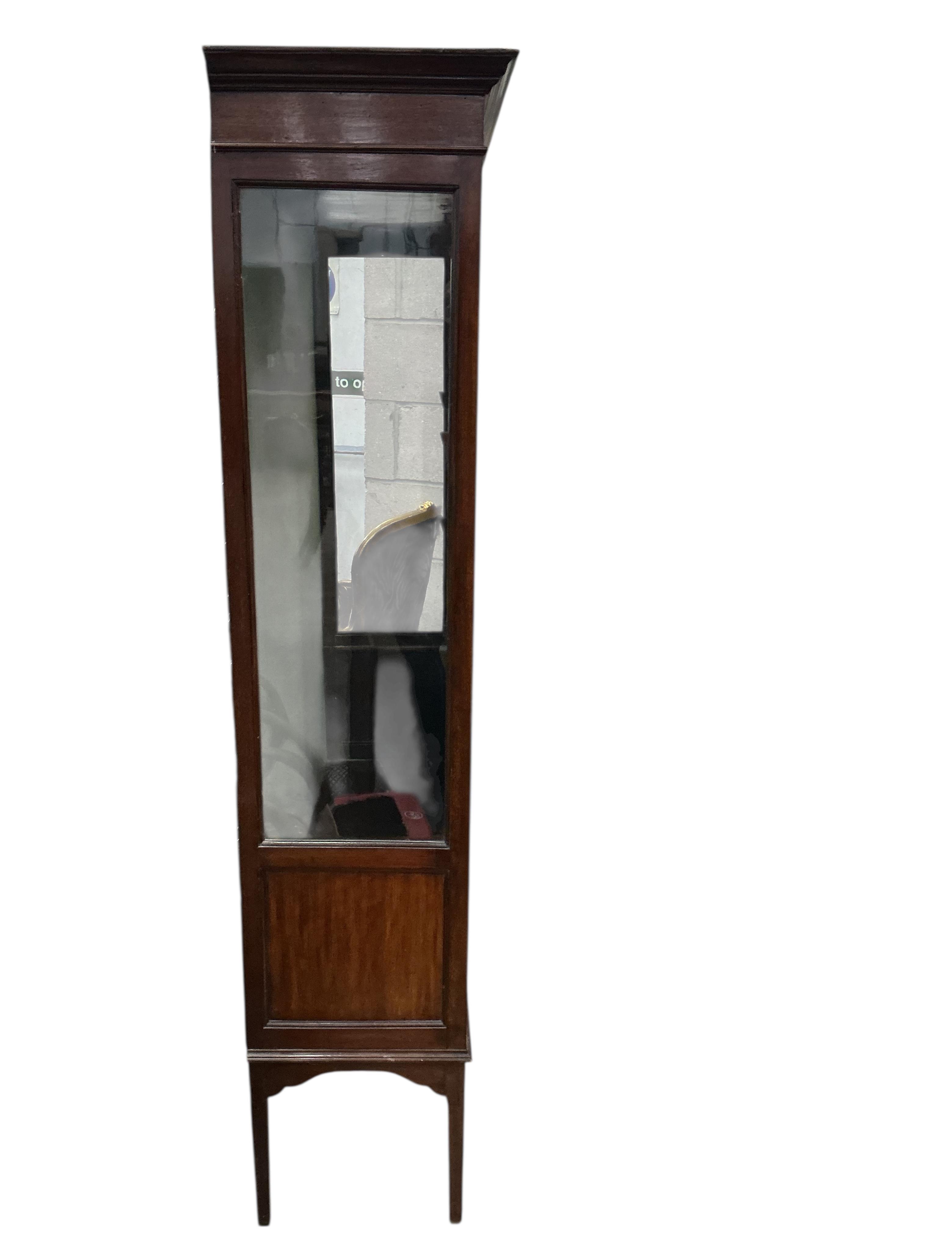 An Edwardian inlaid mahogany astragal glazed display cabinet, width 119cm, depth 35cm, height 165cm